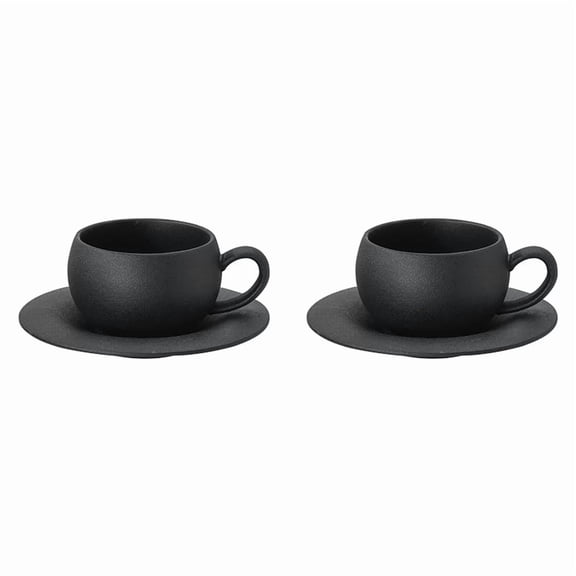 2X 280ml Ceramic Coffee Mug,Stone Fired Cup with Saucer,Ideal for Breakfast Milk & Coffee,Egg-Shaped Design A