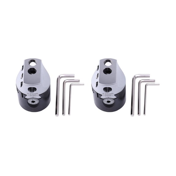 2X 2Inch 50mm F1 Type Boring Head 12mm Lathe Boring Bar Milling Holder for Mt2 Mt3 R8 Shank Milling Machine Tools,2 * Boring Head(Not include Boring bar) 6 * Hex wrench,Silver