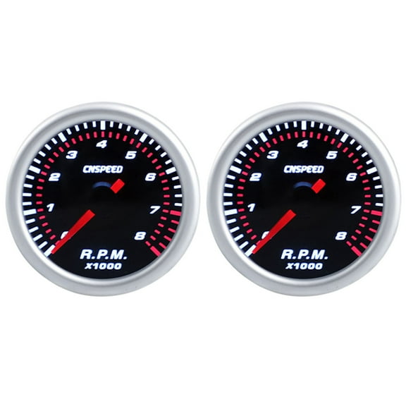 2X 2Inch 52mm Auto Car Tachometer Tacho Gauge 0-8000 RPM 12V Universal Car Motor White LED Meter Pointer RPM,2 x tachometer gauge 2 x manual,black & white