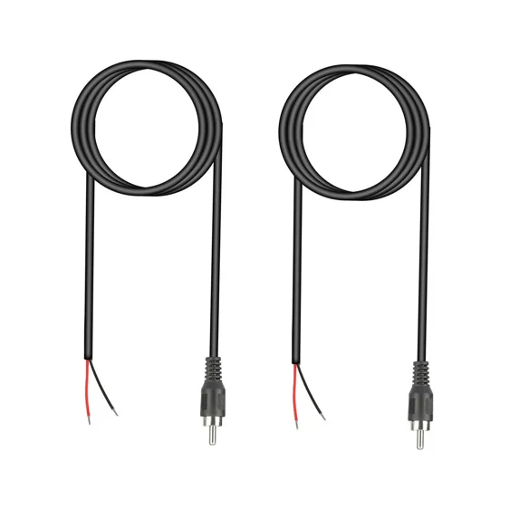 2X 3.4Ft/1M Rca Male Plug To Bare Wire Audio Speaker Subwoofer Hdtv Cord Cable G