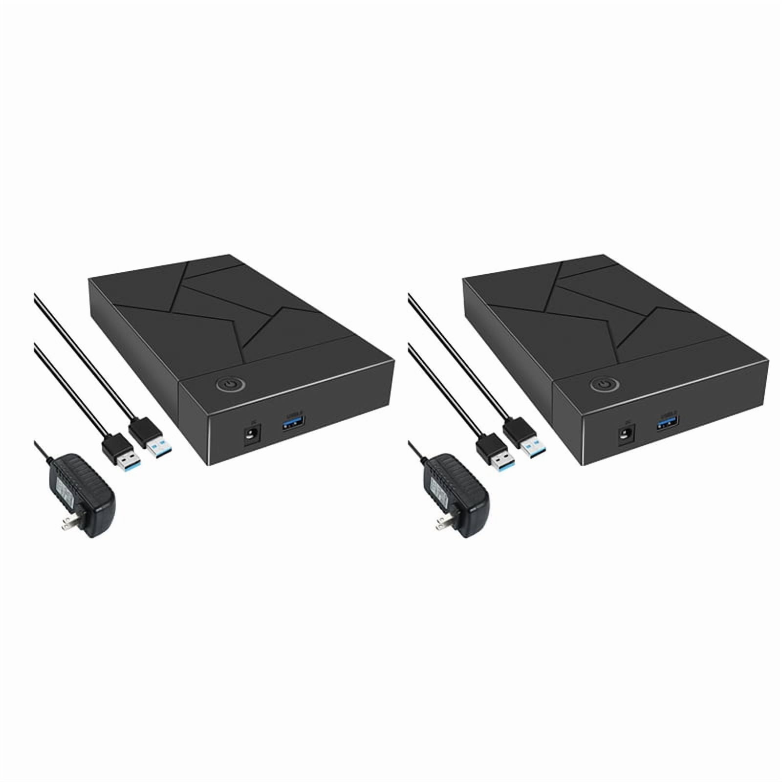 2X 3.5 Inch HDD Enclosure USB 3.0 to SATA Hard Drive Case SSD Enclosure External Solid State Hard Drive Disk Box-US Plug
