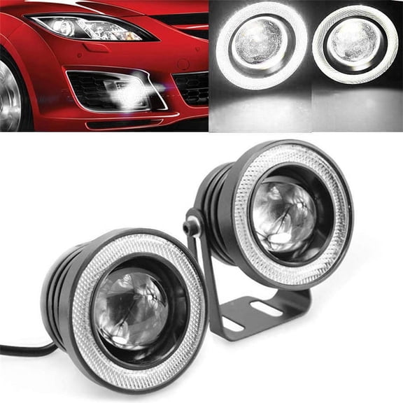 2X 3.5Inch COB LED Fog Light Projector CCFL White Angel Eyes Halo Ring DRL Lamp