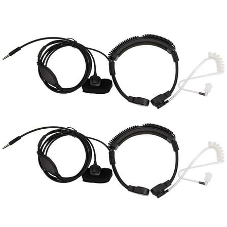 2X 3.5mm Adjustable Throat Mic Microphone Covert Acoustic Tube Earpiece Headset with Finger PTT for Android