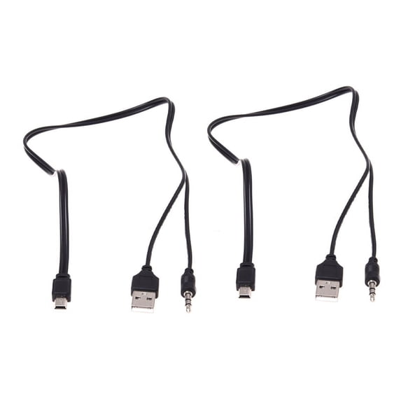 2X 3.5mm Aux USB2.0 Male Mini 5 Pin USB Portable Speaker Audio Cable