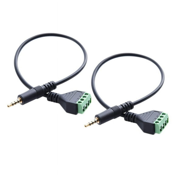 2X 3.5mm Screw Terminal Adapter Speaker Cable 4-Core Stereo TRRS Male Hole to AV 4 Screw Terminal Balun Connector Cable