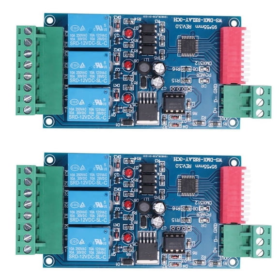 2X 3 Channel 5A DMX512 Controlled Relay Switch Kit DIY Converter Dimmer Relay