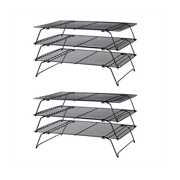 2X 3 Layers Stackable Cooling Rack Metal Cake Cookie Bread Cooling Rack Net Mat Holder Dry Cooler for Cooking