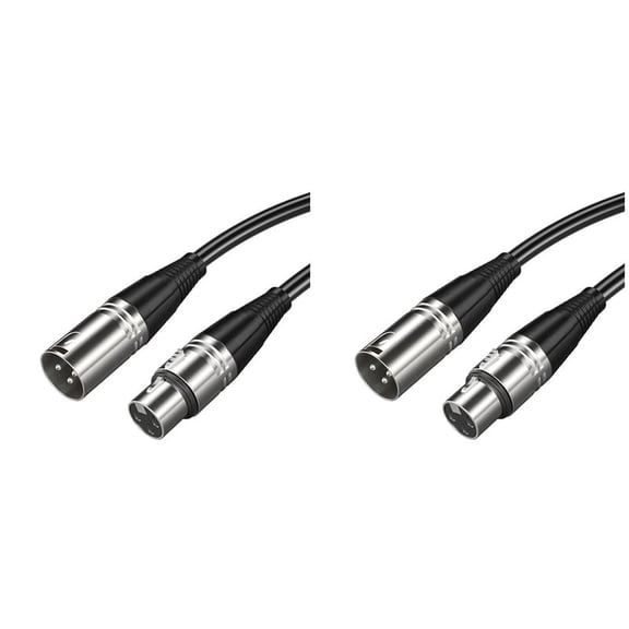 2X 3 Pin XLR Male to Female Microphone Cable XLR Audio Cable Guitar Mixer Speaker Patch Panel 1.5Meter