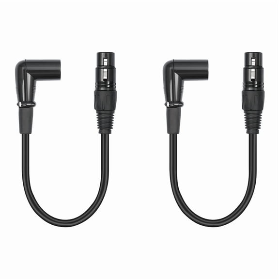 2X 3 Pin XLR Right Angle Male to Female Plug Microphone Audio Cable Shielded Cord Musical Instruments Accessories