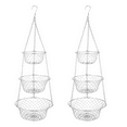 2X 3 Tier Fruit Basket, Vegetable Basket Chain Hanging Space Saving