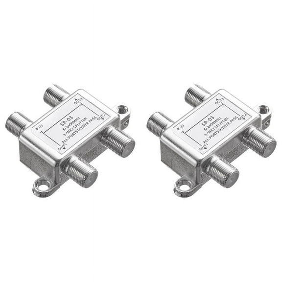 2X 3 Way Coaxial Cable Splitter,5-2400MHz,Wroks with CATV,STB Box,Satellite,Antenna System,High Speed Internet