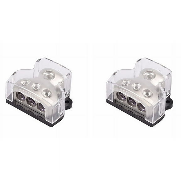 2X 3-Way Power Distribution Block 1x0 Gauge in 3x4 Gauge Out Power Distribution Block for Car Audio Splitter