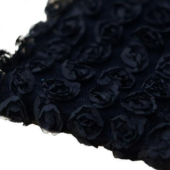 2X 3 Yard 6-Rows Rose Flower Chiffon Sewing Fabric DIY Black