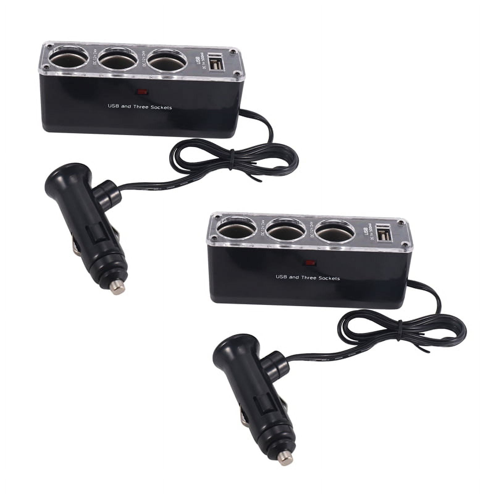 2X 3-way Multifunction Socket Car Lighter Separator USB Plug Charger DC ...