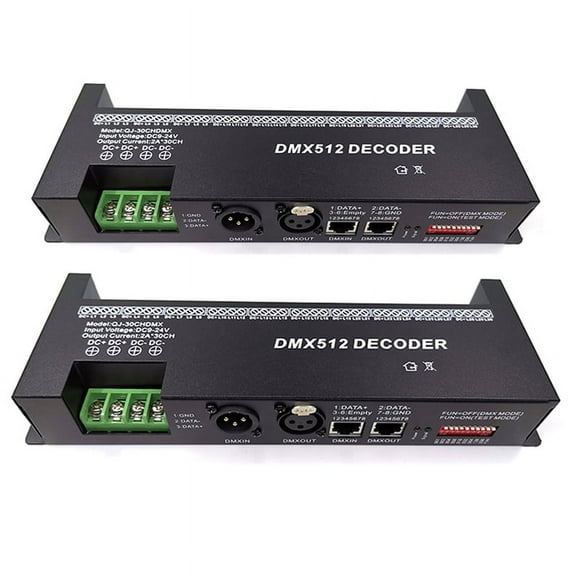 2X 30 Channel RGB DMX512 Decoder LED Strip Controller 60A Dimmer PWM Driver Input DC9-24V 30CH,2 x decoder,black