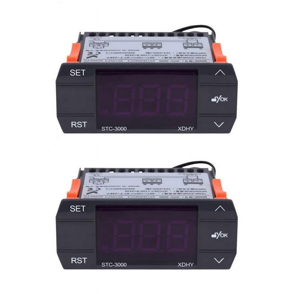 2X -3000 110V-220V 30A Digital Temperature Controller Thermostat with Sensor Controlling Tool,2 x Temperature Controller 2 x Sensor,Black