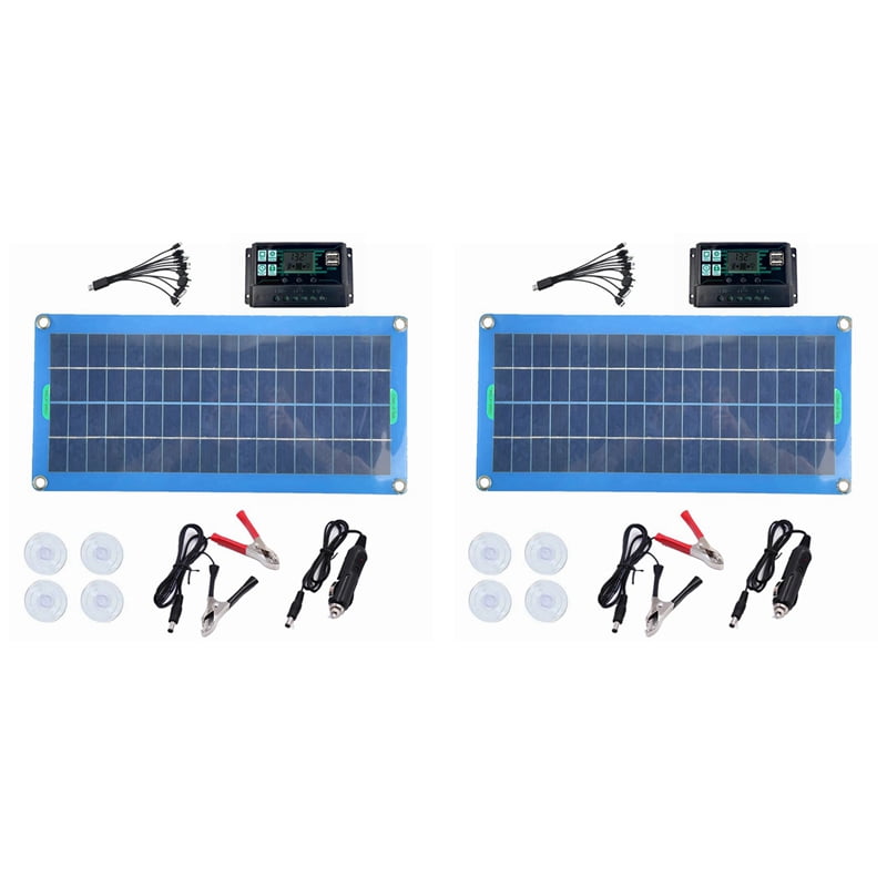 2X 300W Solar Panel 12V 5V Dual USB Controller Waterproof Monocrystalin Solar Cells Battery Charger -100A