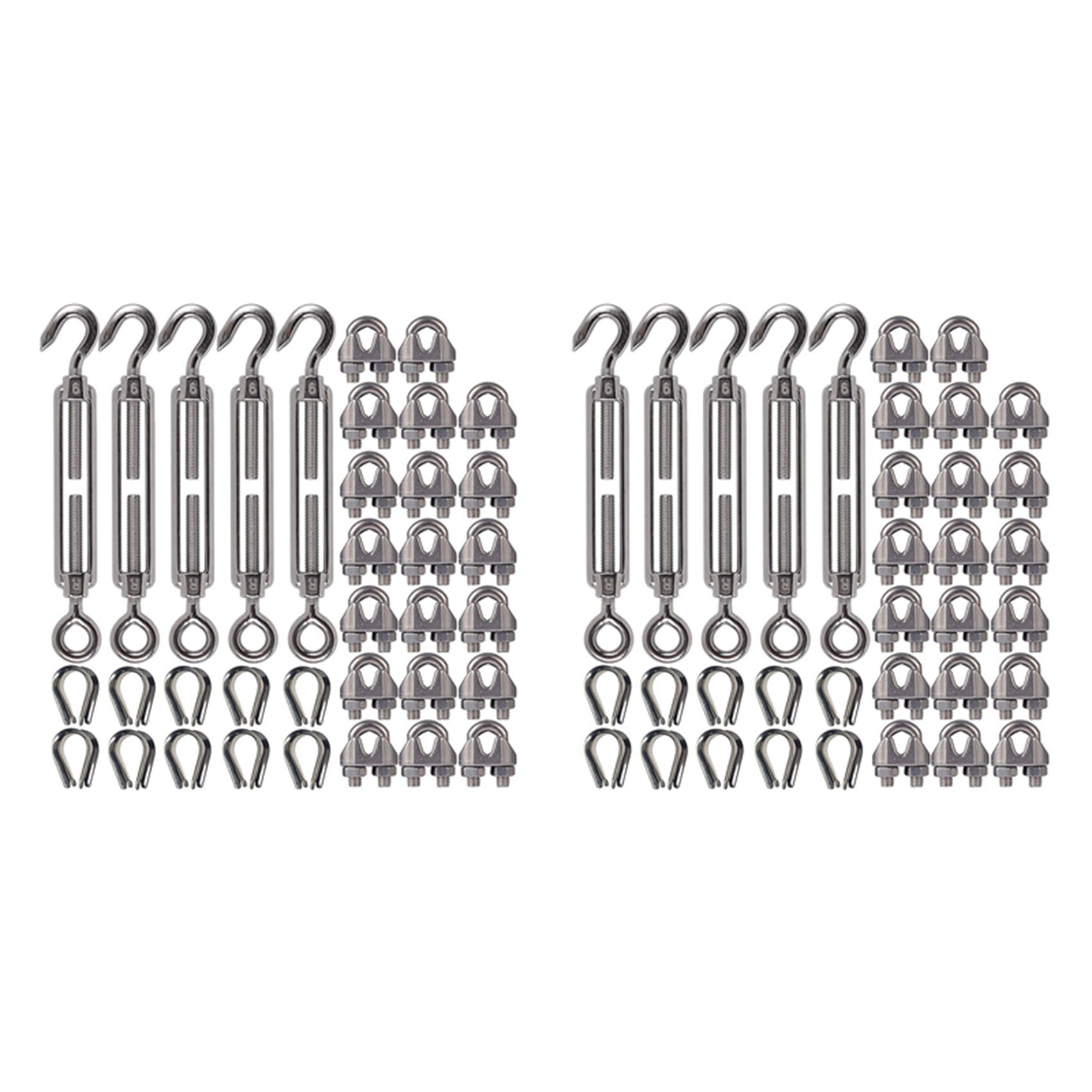 2X 304 Stainless Steel Turnbuckle M6 Wire Rope Tension Tensioner