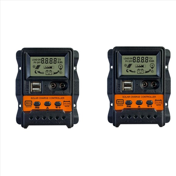 2X 30A Solar Charge Controller 12V24V Panel Battery Regulator Auto 2 USB LCD Display Load Discharger