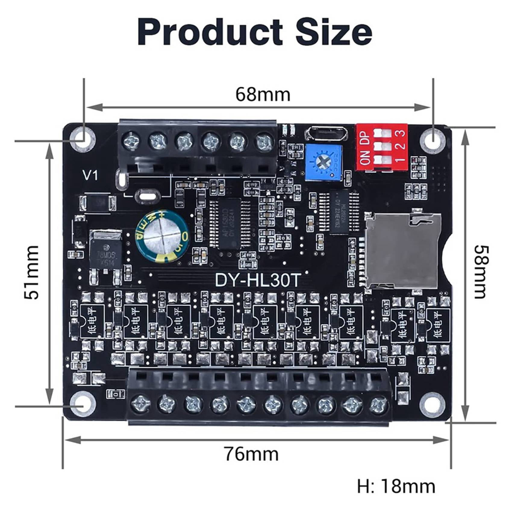2X 30W MP3 Voice Playback Module DY-L30T 9 Trigger Music Player Power Amplifier Board TF Card 32G Max WAV DC 12V 24V A,2 x Player power amplifier,Black