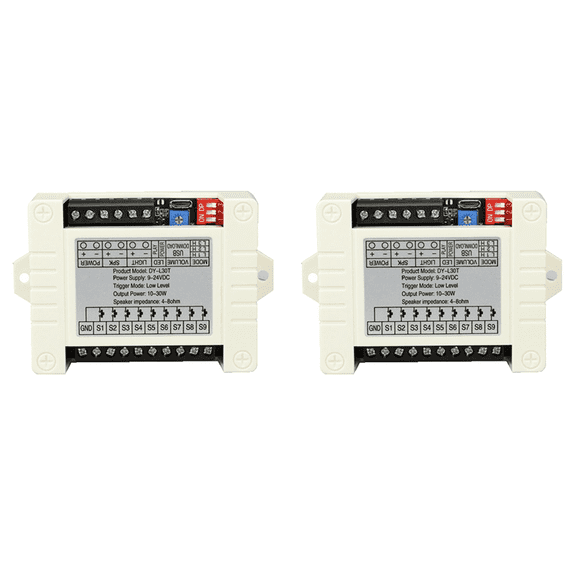 2X 30W MP3 Voice Playback Module DY-L30T 9 Trigger Music Player Power Amplifier Board TF Card 32G Max WAV DC 12V 24V B,2 x Player power amplifier,Black