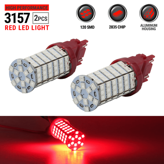 2X 3157/3156 Red 40W High Power SMD LED Turn Signal Blinker Corner Light bulbs