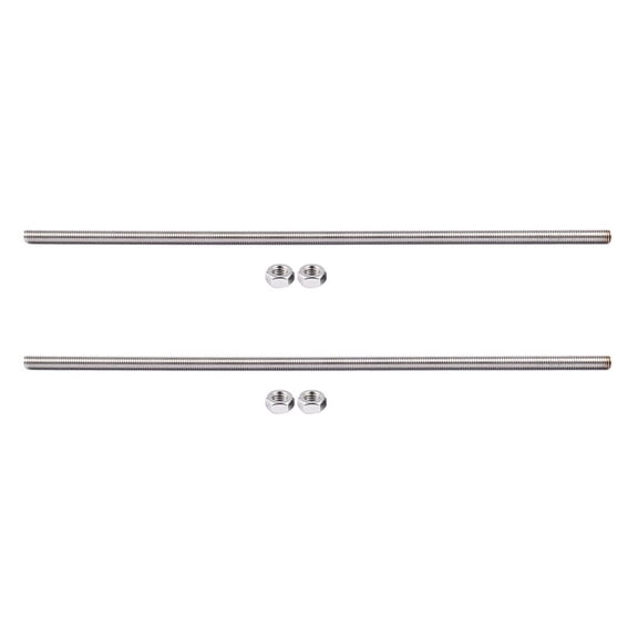 2X 320mm x M8 Stainless Steel Thread Bar Stock Rod Silver Tone