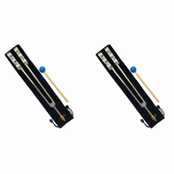 2X 32HZ Aluminum Tuning Fork Tool with Hammer Healing Sound Vibration Diagnostic Therapy Health Care Tool,Wood Color & Silver