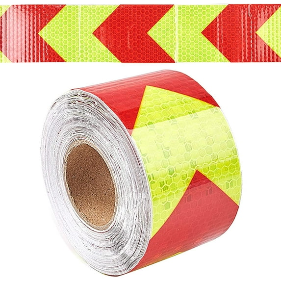 2X 33ft Reflective Hazard Warning Tape Red Yellow High Intensity Waterproof Reflector Safety Tape Marking Tape for Trailer Trucks Cars