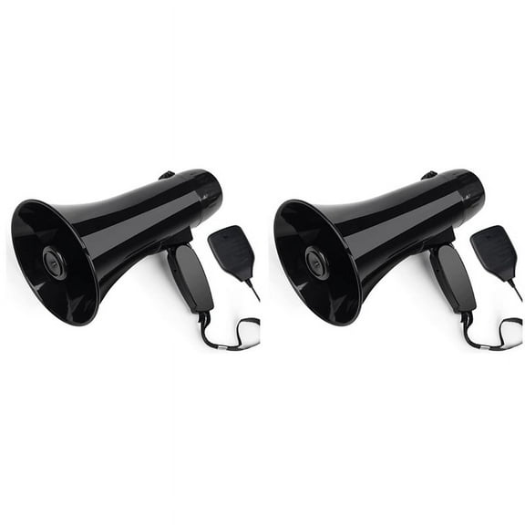 2X 35 Watt Power Portable Speaker PA Bullhorn with Detachable Handheld Microphone, Built-in Siren (Black)