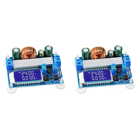 2X 35W DC 5.5-30V to 0.5-30V Digital LCD Display Automatic Step Up Down Buck Boost Converter Power Supply Module,2 x Adjustable buck-boost module,Blue