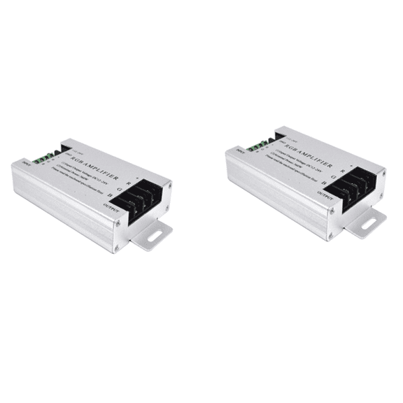 2X 360W RGB LED Amplifier Controller DC12V-24V 30A Aluminum Shell for RGB 5050 3528 SMD LED Strip Lamp,2 x RGB light repeater,Silver