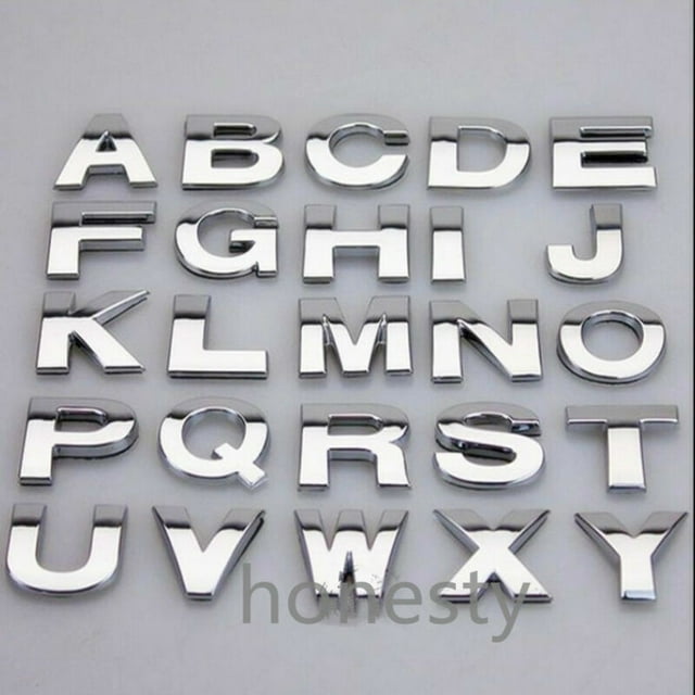 2X 3D DIY Silver Alphabet Sticker Car Emblem Letter Silver Badge Decal