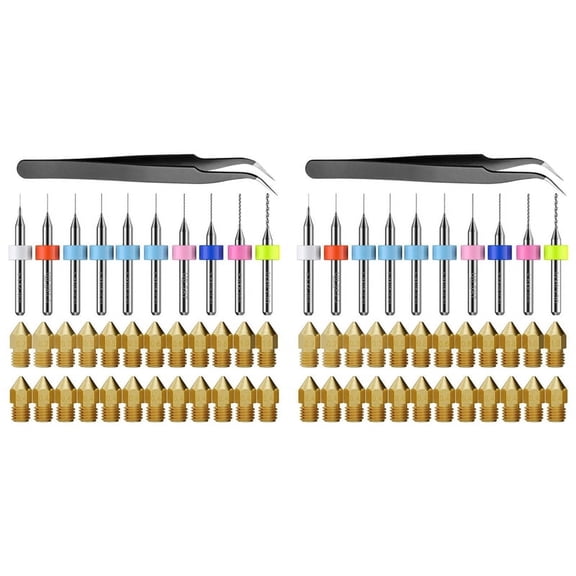 2X 3D Printer Nozzle Kit MK8 Extruder Nozzles Copper Print Head with Cleaning Drill Bits for  -10