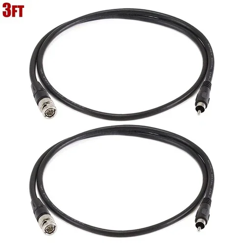 2X 3Ft Bnc Male To Rca Male Rg59U 75Ohm Coaxial Audio Video Cable Cctv Camera