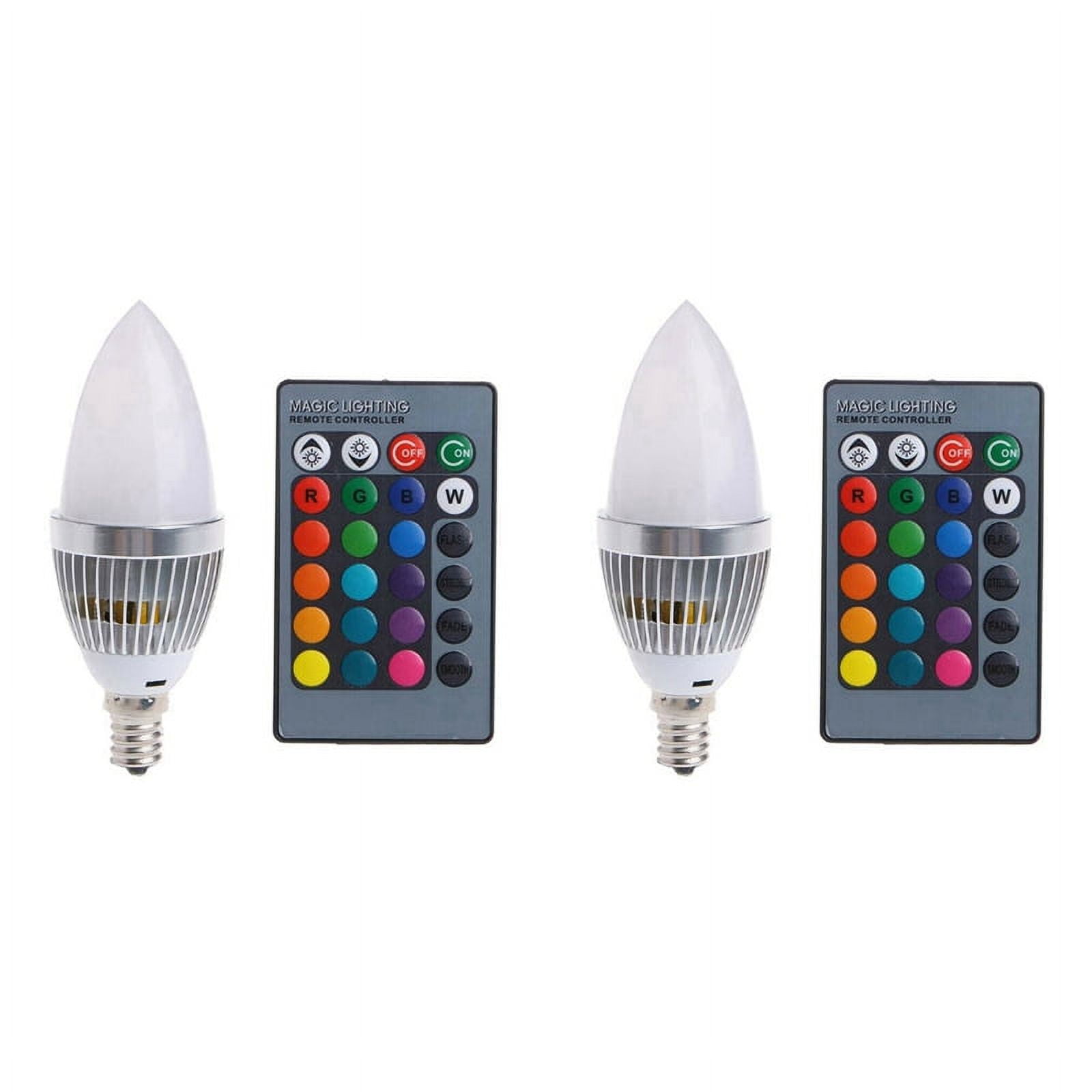 2X 3W Smart E14 RGB LED Colorful Change Color Bulb with 24 Candle ...