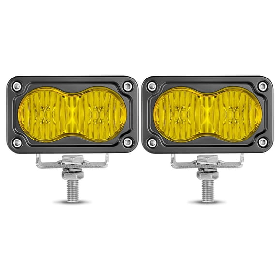 2X 3inch LED Work Light Pods 40W Yellow Flood Beam Backup Light Ditch Lamp Front Rear Bumper A-Pillar Mount