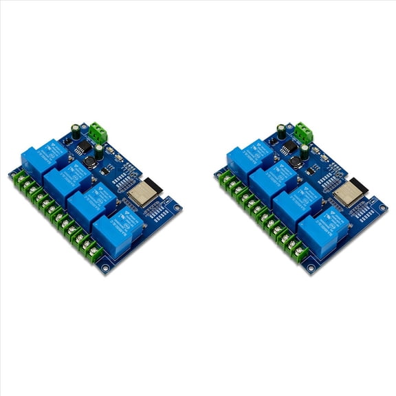 2X 4 Channel Relay Module 30A DC7-28/5V WIFI Bluetooth Relay Module ESP32-WROOM Development Board,2 x Relay Module Kit,Blue