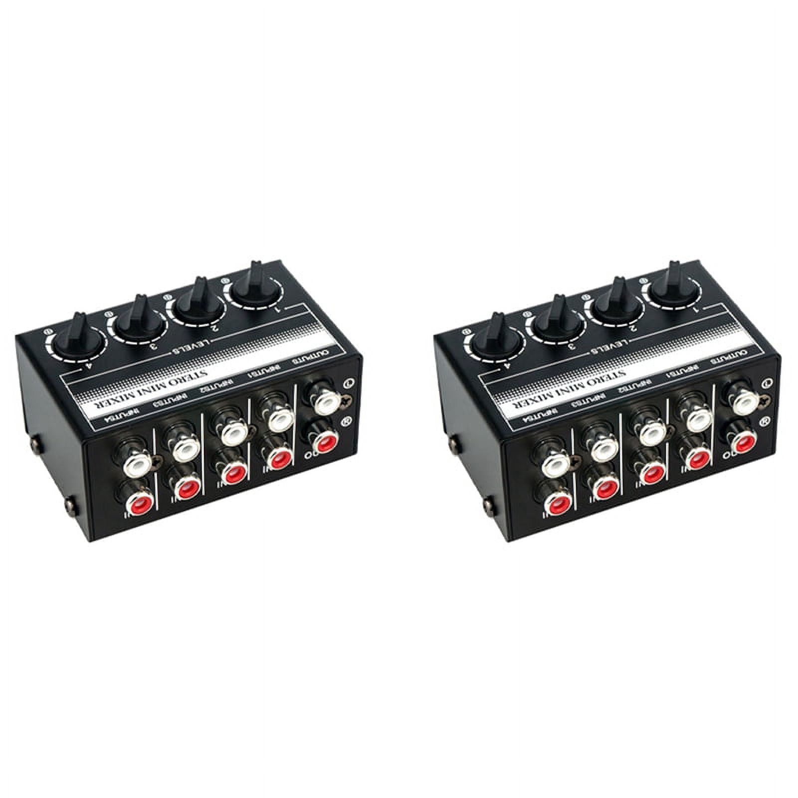 2X 4 Channel Stereo Audio Mixer Support Input and Output Mini Passive Stereo Mixer with Separate Volume Controls,2 x Stereo Audio Mixer,black
