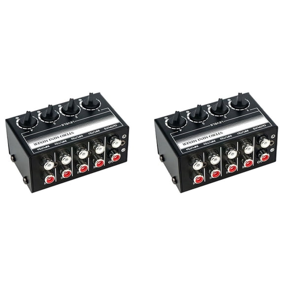 2X 4 Channel Stereo Audio Mixer Support Input and Output Mini Passive Stereo Mixer with Separate Volume Controls,2 x Stereo Audio Mixer,black