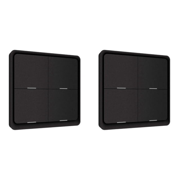 2X 4 Gang for Tuya ZigBee Wireless 12 Scene Switch, Push Button Controller Battery Powered Automation Scenario, Black