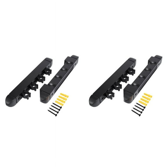 2X 4 Holes Wall Mounted Hardwood Billiard Cue Rack Pool Cue Rack 6 Clips Billiard Holder Bracket Accessories,2 set x Pool Cues Rack,Black