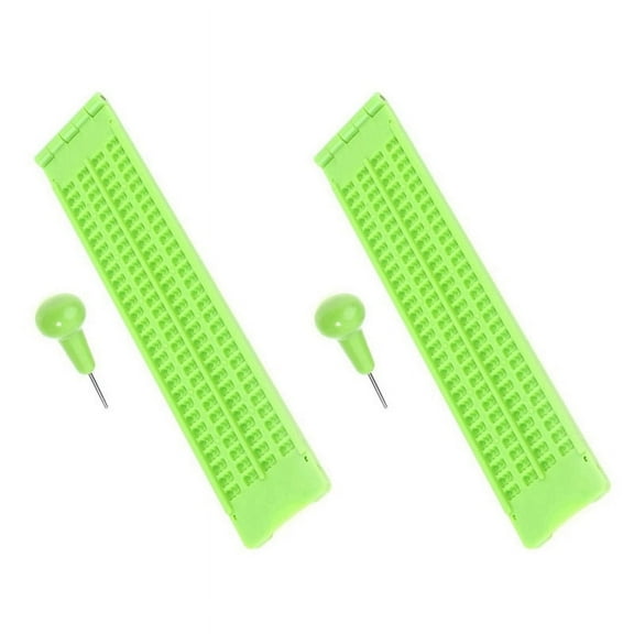 2X 4 Lines 28 Cells Braille Writing Board with Stylus Braille Portable Practice for the Blind Learning Supplies,2 x Braille Writing 2 x Stylus,Green