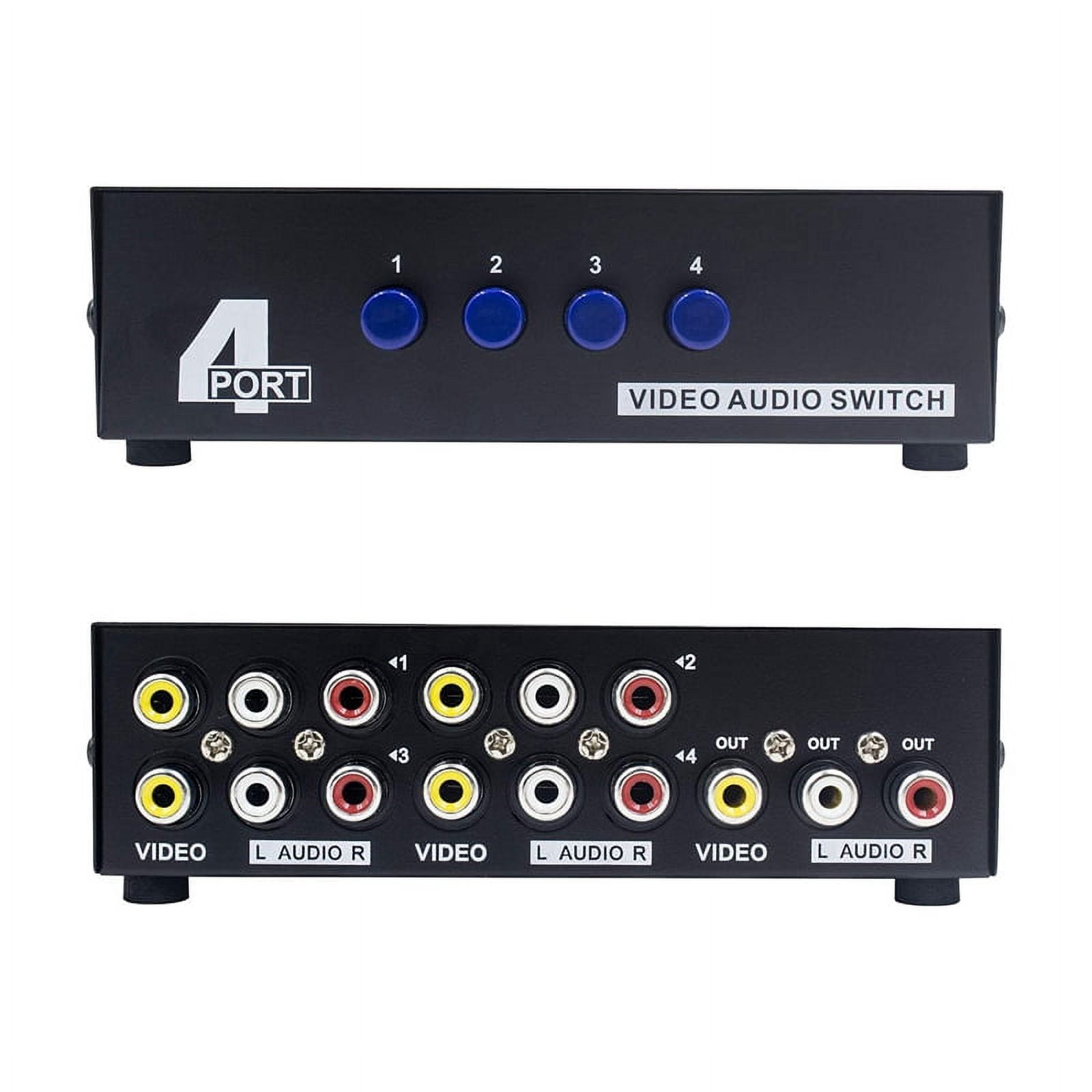 2X 4 Port AV Switch RCA Switcher 4 in 1 Out Composite Video L/R Audio