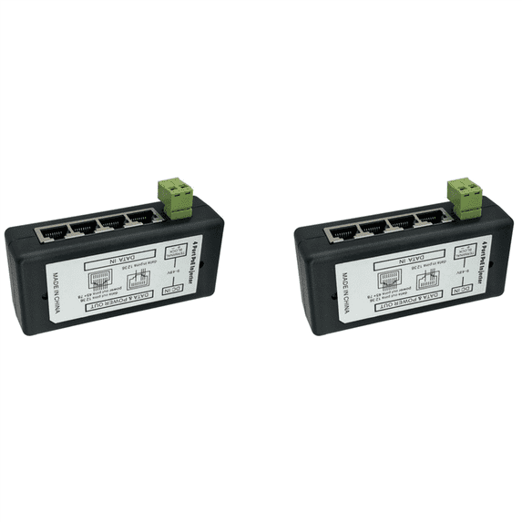 2X 4 Port POE Injector for CCTV Surveillance IP Cameras Power over Ethernet Adapter POE Power Adapter