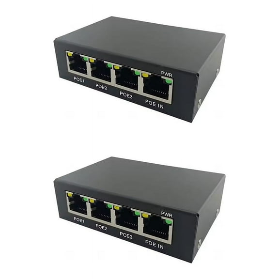 2X 4 Ports Full Gigabit PoE Extender/Repeater 100/1000M Network Switch Extender for Poe Switch NVR IP Camera AP,2 x PoE Extender,Black
