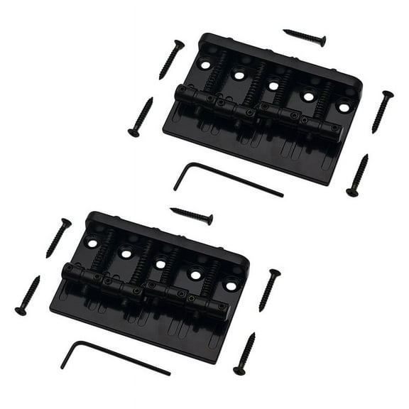 2X 4 String Hardtail Bass Guitar Bridge for Fender Precision Jazz Bass Style Bass, Black