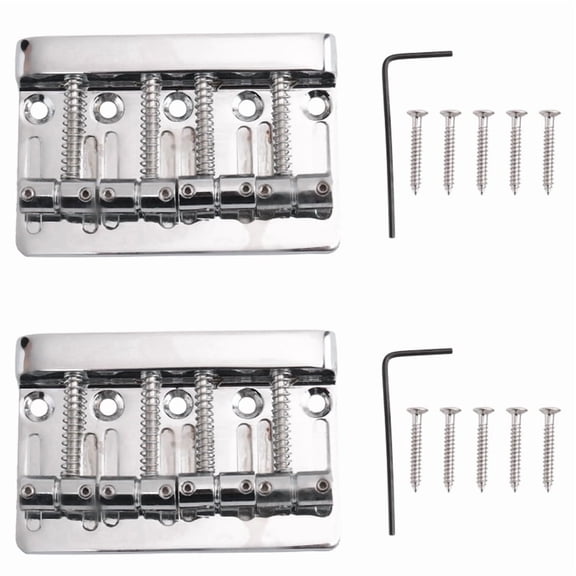 2X 4 String Hardtail Bridge for Precision Style Bass, Chrome