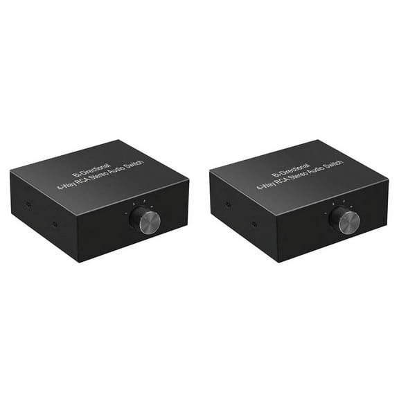 2X 4-Way Stereo L/R Sound Channel Bi-Directional Audio Switcher, 1 in 4 Out /4 in 1 Out, Audio Switch Splitter,2 x Bi-Directional Audio Switcher,Black