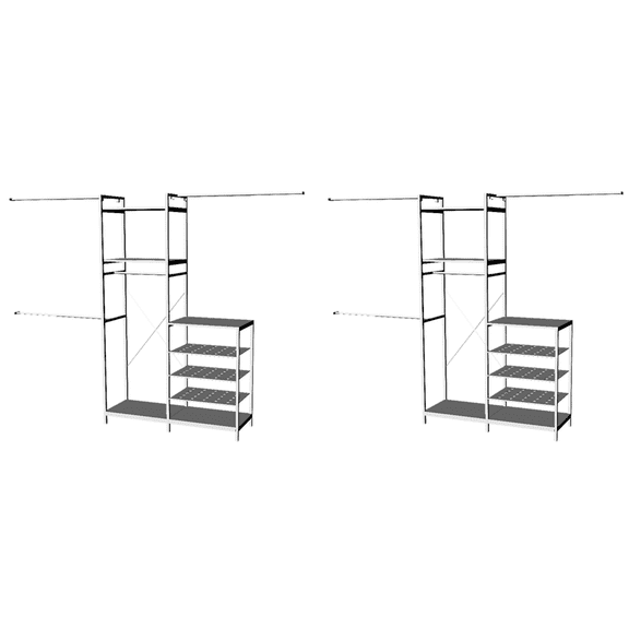 2X 4 to 8.5 FT Closet Organizer System Kit, with 3 Expandable Hanging Rod, 5 Shoe Racks, 3 Shelves, 4 Hooks for Bedroom